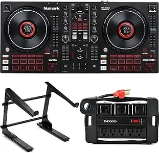 Numark MIXTRACK Platinum FX 4-channel Serato DJ Lite Controller with Laptop Stand and Power Block