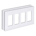 BESTTEN 2 Pack of 4-Gang Screwless Wall Plate, USWP6 Gloss Snow White Series, Decorator Outlet Cover, 11.91cm x 21.21cm, for Light Switch, Dimmer, GFCI, USB Receptacle