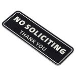 PATIKIL No Soliciting Sign, 9"x3" Acrylic Rectangle Self Adhesive Door Indoor Outdoor Sticker for Office Home Business, Black