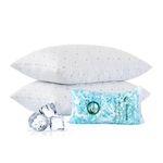 Dreamood Pillows Queen Size 2 Pack with Bamboo Fiber Cooling Bed Pillow with Hypoallergenic Cover Shredded Memory Foam Pillows for Sleep Adjustable Firm & Soft Pillows for Back Side Stomach Sleepers