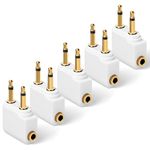 AXFEE Airplane Flight Headphone Adapters, 5 Pack Gold Plated 3.5mm Airplane Flight Adapters for Headphones, Airplane Headphone/Earphone Socket Adaptor, Stereo Aux Jack Headphone Adapters,White