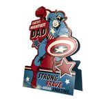 Hallmark Fathers Day Card for Dad, MARVEL Captain America Design, Comic Books, Freestanding Card, Blue, Red