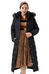 Orolay Women's Winter Long Down Jacket with Fur Hood Raglan Sleeve Coat Quilted Comfort Jacket Black M