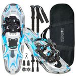 Lightweight Snowshoes for Women Men Youth Kids, Aluminum All-Terrain Snowshoes with Adjustable Trekking Poles and Carrying Tote Bag, Special EVA Padded Ratchet Binding, Heel Lift, Toe Box, 30", Blue