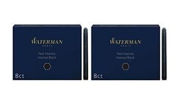 Waterman Large Standard Ink Cartridges Permanent Black - 2 x Box of 8