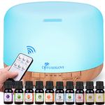 Diffuserlove Diffuser Essential Oil Diffusers 500ML Remote Control Aroma Diffuser Cool Mist Aromatherapy Diffuser with Mute Design, Timer and Auto Shut-Off for Office Living Room