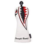 SHABIER New War Shark Flying Tiger Warshark Golf Driver Headcover for Taylormade M3 M4 M5 M6 SIM Golf Club (White Fairway Cover)