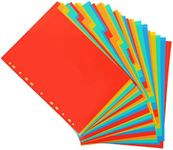 20 Pcs Binder Dividers, Tab Index Dividers for 3 Ring Binders Notebooks, A4 Plastic Binder Index Dividers 11 Holes (20)