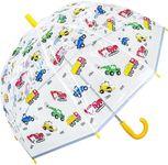 Papootz Childrens Dome Canopy Umbrella Reflective Strip Yellow Handle Transport Print Kids School Umbrella