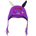 Ypser Baby Adult Viking Knit Hat Wool Bull Horn Crochet Beard Beanie Cap Handmade Knitted, Monster, Small-Medium