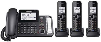 Panasonic KX-TG9582B + 1 KX-TGA950B 2-Line DECT 6.0 System 3-Way Conferencing Talking Caller ID Noise Reduction Corded/Cordless Combination Telephone