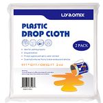 Liyaomix 2 Pack 2 Mil Plastic Drop Cloth for Painting 9ft x 12ft, Heavy Duty Plastic Painters Drop Sheet, Waterproof Plastic Painting Tarp for Floor Covering