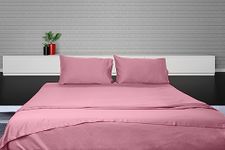 Cloud Fino 4 Pc Sheet Set- 100% Cotton Sheet Set- Twin Size Sheet Set- Rose Pink Sheets- 600 TC- 1 Flat Sheet, 1 Fitted Sheet 15" DP and 2 Pillowcases- Soft and Breathable Sheets