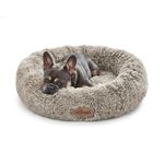 Silentnight Calming Donut Pet Bed - Super Fluffy Comfort Reduce Anxiety - Nest Calm Design - Cushioned Sides for Head Support - Dog Cat Sleep Bed - Machine Washable & Non-Slip Base - Natural, Large