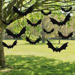 YUEBAOWAN 12 Pcs Hanging Bats Halloween Decorations Outdoor, 3D Realistic Bats Halloween Decoration, Halloween Bats with Glowing Eyes to Hang on Trees, Porches, Yards, Lawns, Indoors (3 Styles)