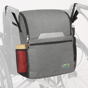 YJGH Wheelchair Backpack with Cup Holder & Reflective Strips – Large Storage Bag for Electric Wheelchairs, Walkers, Rollators – Adjustable Strap for Adults/Seniors(Grey)