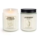 Double Gift Scented Soy Candles, Home Scented Candle 50 Hours Burn Long Lasting Scented for Stress Relief, Body Relaxation, Air Freshener - Lavender, Vanilla & Ice Cream