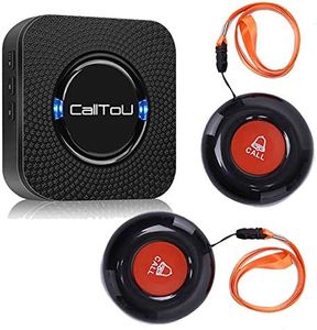 CallToU Wireless Caregiver Call Button Ederly Monitoring Alert Systems for Seniors 1 Plugin Receiver 2 Waterproof Transmitters