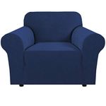 H.VERSAILTEX Stretch Sofa Covers Slipcovers 1 Seats Couch Covers Sofa 1 Seat Feature Soft Thick Textured Jacquard Fabric with Elastic Bottom Washable (Armchair 32"-48" Wide, Navy)