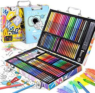 Art Set, 180 Piece Drawing Painting Art Kit, Gifts for Kids Girls Boys Teens, Art Supplies Case with Clipboard, Coloring Papers, Drawing Papers, Oil Pastels, Crayons, Colored Pencils, Watercolor Cakes