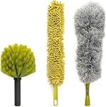 DocaPole Dusting Kit for Extension Pole or by Hand | Cleaning Kit Includes 3 Dusting Attachments | Cobweb Duster | Microfiber Feather Duster | Flexible Chenille Ceiling Fan Duster