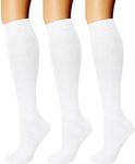 CHARMKING Compression Socks for Women & Men Circulation (3 Pairs) 15-20 mmHg is Best Athletic for Running, Flight Travel, Support, Cycling, Pregnant - Boost Performance, Durability (S/M, White)