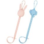 BEBOAN Silicone Toy Safety Straps,2 Pack Dummy Teether Holder Clips for Baby Boys Adjustable Stretchable Sippy Cup Catcher for Strollers, High Chair, Cribs, Car Seat(Rabbit and Elephant)