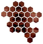 Wall1ders Hexagon mirror wall stickers, mirror stickers for wall, acrylic mirror wall decor sticker, wall mirror stickers, hexagonal mirror wall sticker. (Brown, Size 10.5 x 12 cm) Pack of 31 with 10 Butterflies