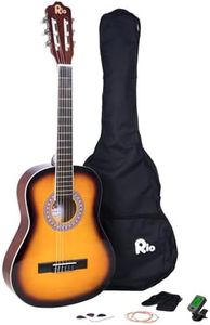 Rio 3/4 Size Sunburst Classical Guitar Pack For Junior Beginners - Suit 9 To 12 Years - Inc Bag, Strap, Picks, Pitch Pipes - New