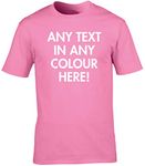 Hippowarehouse Personalised T-Shirt UK Unisex Short Sleeve Printed Text Image Photo Mens Womens Funny (Specific Size Guide in Description) Pink