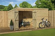 EMS Retail Empire 4500 Pent Garden Shed 10X7 SHIPLAP T&G PRESSURE TREATED WITH DOUBLE DOOR