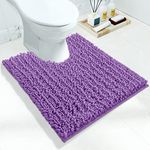 Yimobra Luxury Shaggy Toilet Bath Mat U-Shaped Contour Rugs for Bathroom, 24.4 X 20.4 Inches, Soft and Comfortable, Maximum Absorbent, Dry Quickly, Non-Slip, Machine-Washable, Lavender