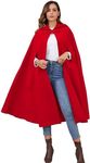 Gihuo Cape Poncho Women's Hooded Maxi Cloak Coat Winter Warm Long Cloak Cosplay Costumes Outerwear (Red, One Size)