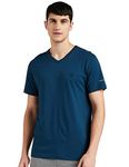 Van Heusen Men Athleisure Smart Tech Regular Fit T-Shirt-Easy Stain Release, Anti Stat, Ultra Soft_60001_Deep Sea_M, Blue