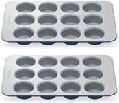 Caraway Non-Stick Ceramic 12-Cup Muffin Pan Duo - Naturally Slick Ceramic Coating - Non-Toxic, PTFE & PFOA Free - Perfect for Cupcakes, Muffins, and More - Navy