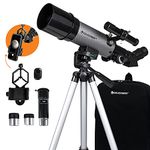 Celestron 22007 Travel Scope 60 DX Portable Refractor Telescope with Smartphone Adapter – Ideal for Beginners with Fully Coated Glass Optics, Tripod, Backpack and Bonus Accessories, Black/Grey