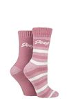 Jeep Ladies Cushioned Brushed Thermal Boot Socks Pack of 2 Rose/Cream 4-8