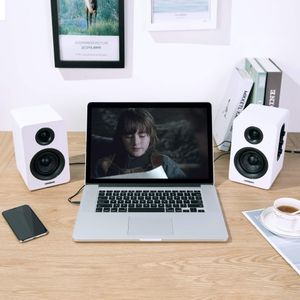 Sanyun SW208 Bluetooth Bookshelf Speakers, White – Compact Stereo