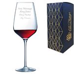 Personalised Engraved Crystal Wine Glass, Sublym 550ml or 19.3oz Large Wine Glass, Gift Boxed, Lead Free, Customise with Any Message, Engraved in The UK