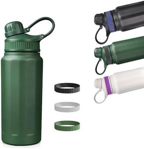 Botella Termica y Termo Agua Fria, Botella Agua Acero Inoxidable,Botellas de Agua de Fugas-500 ML/800 ML con Pajita, 3 Bandas de Silicona Intercambiables, Cantimplora Sin BPA para Viajes (500 ML)