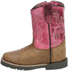 Smoky Mountain Boots Boy's Autry Leather Cowboy Boot, Brown Distress/Pink Distress, 9 Toddler