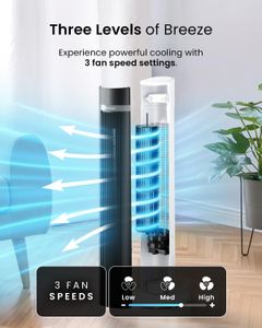 Pro Breeze 40-Inch Bladeless Tower Fan – Remote, Quiet, 4 Modes, 90° Oscillation