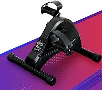 Everfit Mini Exercise Bike, 80W Electric Pedal Exerciser Elliptical Cross Trainer Stepper Training Fitness Equipment Step Machine for Home Gym, Portable LCD Display Anti-Slip Mat Remote Control Black