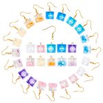 SUNNYCLUE 1 Bag 20Pcs Flower Cube Pendants Resin Earring Pearl Transparent Charms Jewellery Dangles Accessories with Loop & 20Pcs Earring Hooks for Women DIY Earring Jewelry Making Supplies