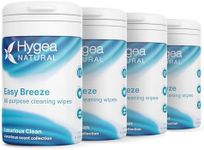 Hygea Natural EasyBreeze All Purpose Cleaning Wipes - Biodegradable Bamboo Wipes for Multi-surface Cleaning - Environmentally Friendly Formula - Luxurious Clean Scented (4 Packs of 50 Wipes Each)