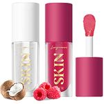 LANGMANNI Moisturizing Lip Oil,No-Sticky Lip Gloss Lip Balm Lip Care,Fruit Flavoured Lip Oil For Dry Lip's Moisturizing Hydrating And Nourishing (Raspberry+Coco)