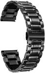 BINLUN Stainless Steel Watch Bands 12mm-24mm Universal Metal Replacement Watch Straps SmartWatch Bracelets Links Straight & Curved Ends Men Women 6 Colors(Black,16mm)