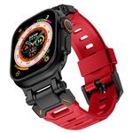 Shesyuki Watch Band Compatible for Apple Watch Band 49mm 45mm 44mm 42mm for Men, Luxury Fluororubber Rugged Silicone Strap with Metal Connector for iWatch Ultra 2 1 Series 9 8 7 6 5 4 3 2 1 SE