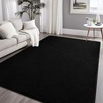 Larhom Large Modern Area Rugs for Bedroom Living Room, 4x6 Feet Black Rug, Thickened Memory-Foam Indoor Carpets, Minimalist Rug for Boys Girls, Soft, Non-Slip and Machine-Washable