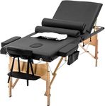 BestMassage Massage Bed Portable Massage Table 73" Long 28" Wide Lash Bed 3 Folding Heigh Adjustable Spa Table with Towel Hanger Oil Pouch Half Bolster Round Bolster Non-Woven Backpack Portable Table